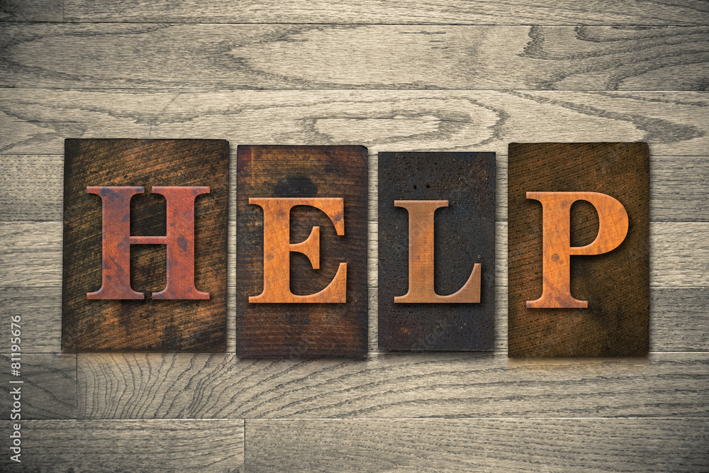 Naklejka premium Help Wooden Letterpress Theme
