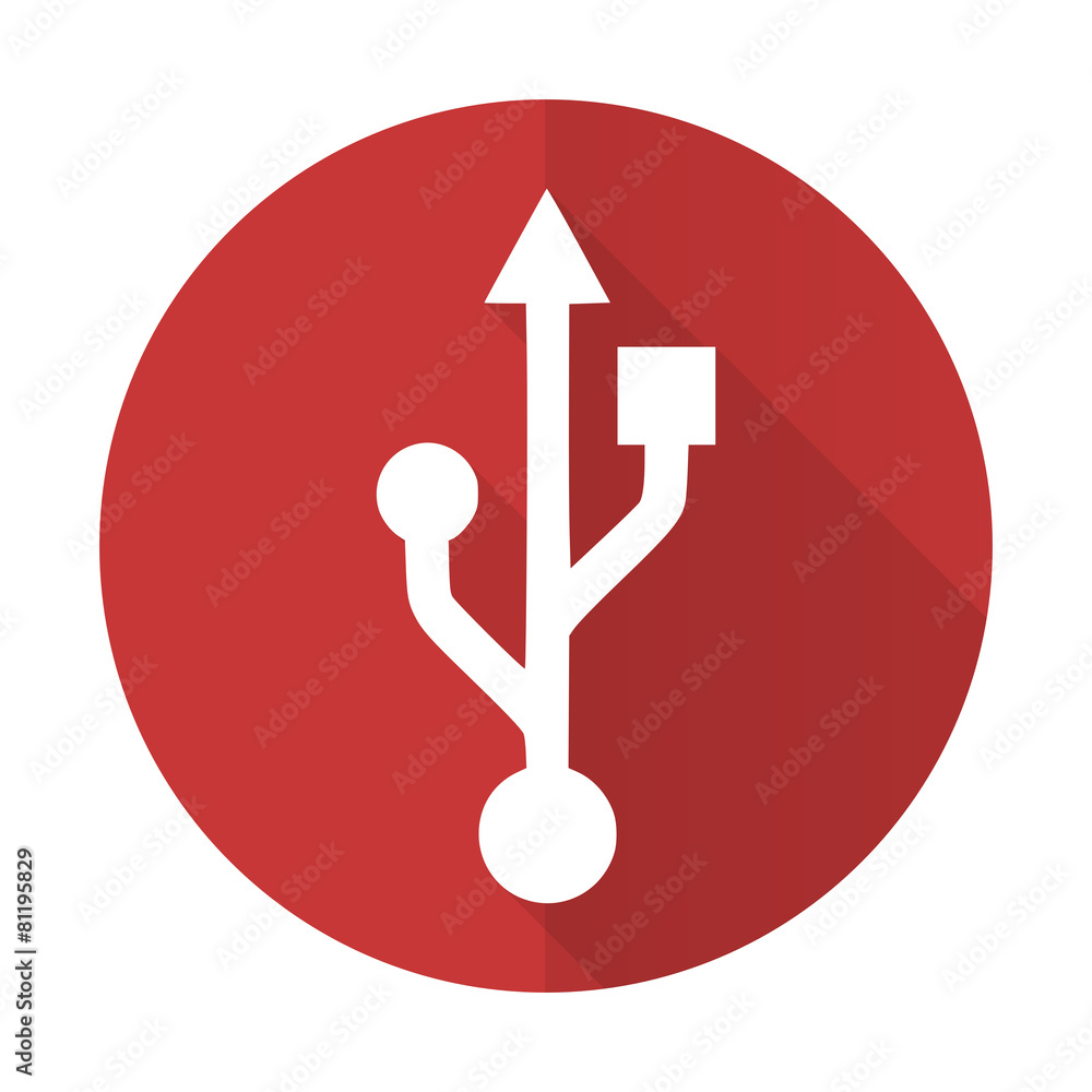 usb red flat icon flash memory sign usb red flat icon flash memory sign