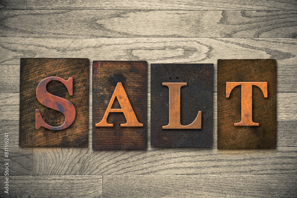 Fototapeta premium Salt Wooden Letterpress Theme