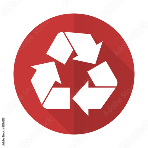 recycle red flat icon recycling sign