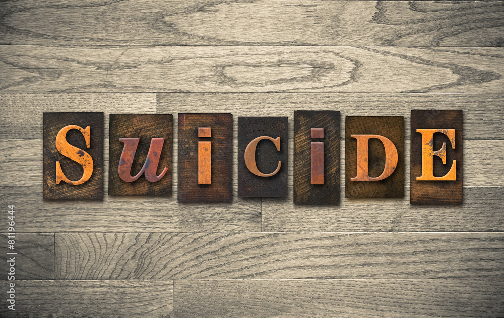 Naklejka premium Suicide Wooden Letterpress Theme