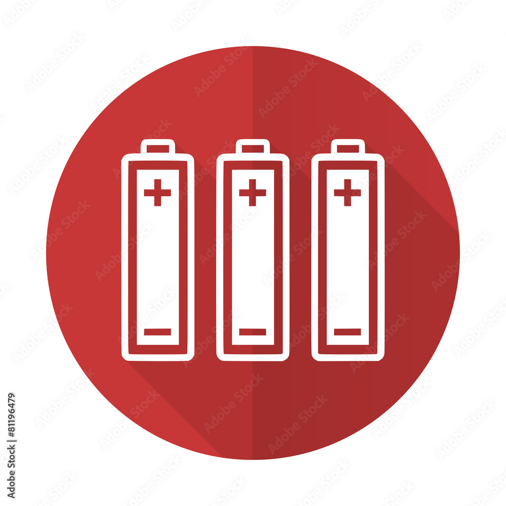 battery red flat icon power sign battery red flat icon power sign