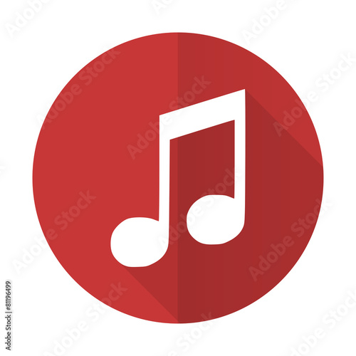 music red flat icon note sign