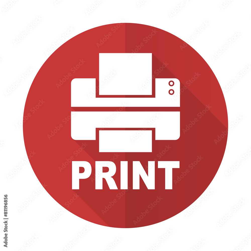 printer red flat icon print sign printer red flat icon print sign