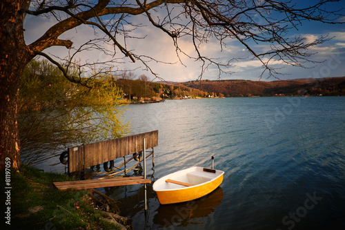 Boat lake sunset pier