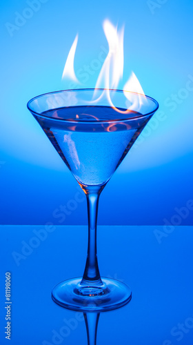 Flaming Blue Martini