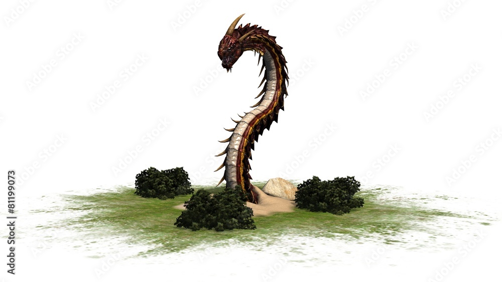 Naklejka premium Dragon Snake Creature - separated on white background