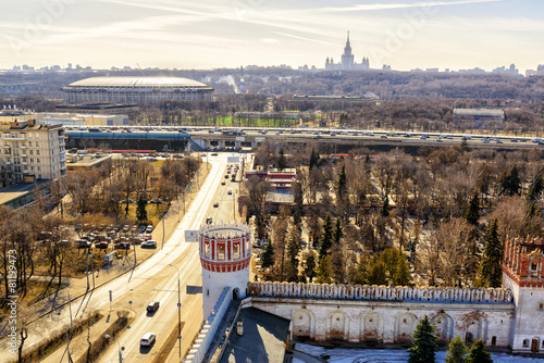 Panorama of Moscow, view from Novodevichy Convent, Russia