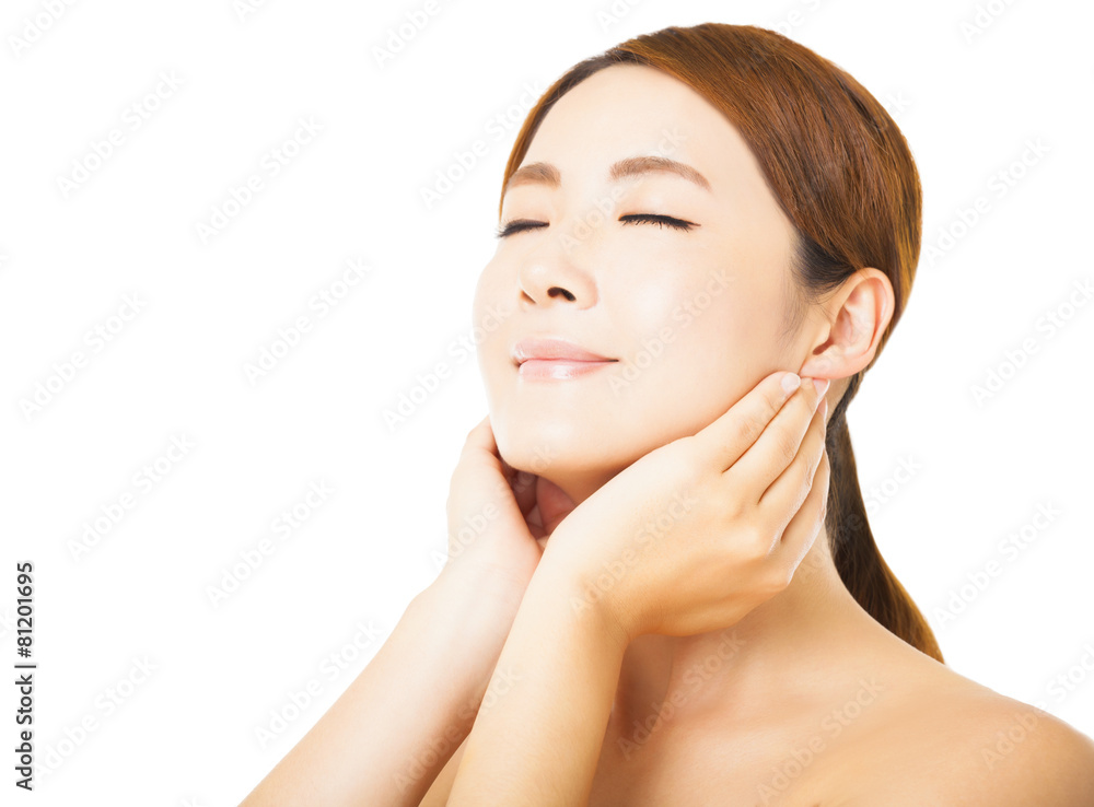 closeup smiling young woman face closeup smiling young woman face