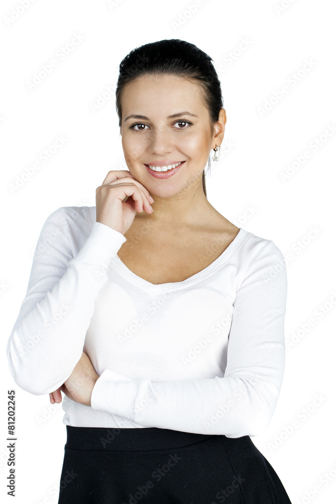 Portrait of a beautiful young girl, isolated on white background Portrait of a beautiful young girl, isolated on white background