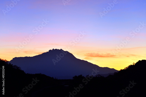 Silhouette of Mt. Kinabalu, Sabah, Borneo.