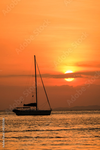 The sailboats were anchored for the evening to watch the sunset
