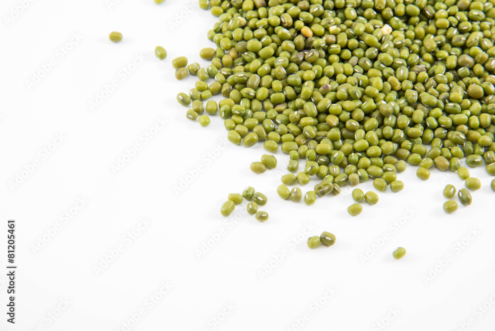 Vigna radiata on white background.Isolated Vigna radiata on white background.Isolated