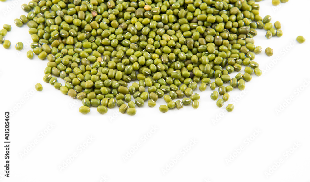 Vigna radiata on white background.Isolated Vigna radiata on white background.Isolated