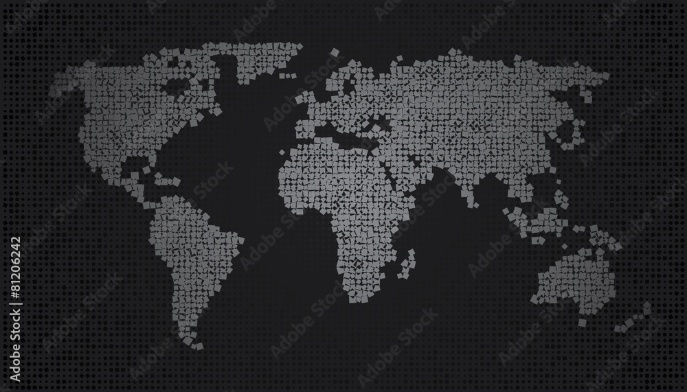 World Map - Squares Random size and rotation