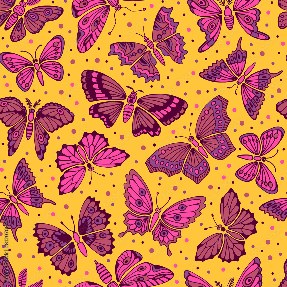 Seamless pattern with decorative butterflies. Seamless pattern with decorative butterflies.