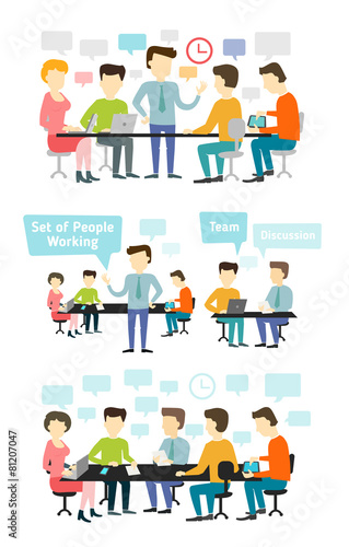 People working at the desk.