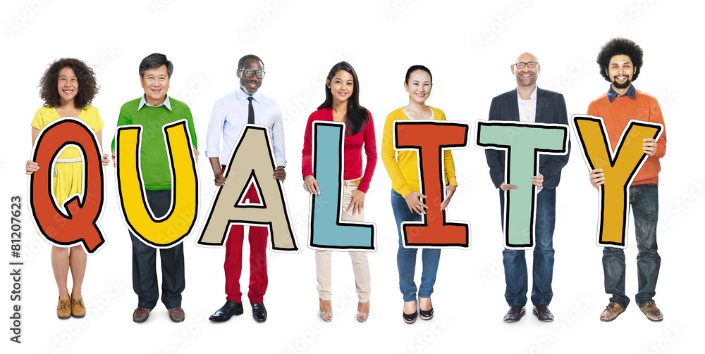 Fototapeta premium Group of People Standing Holding Quality Letter Concept