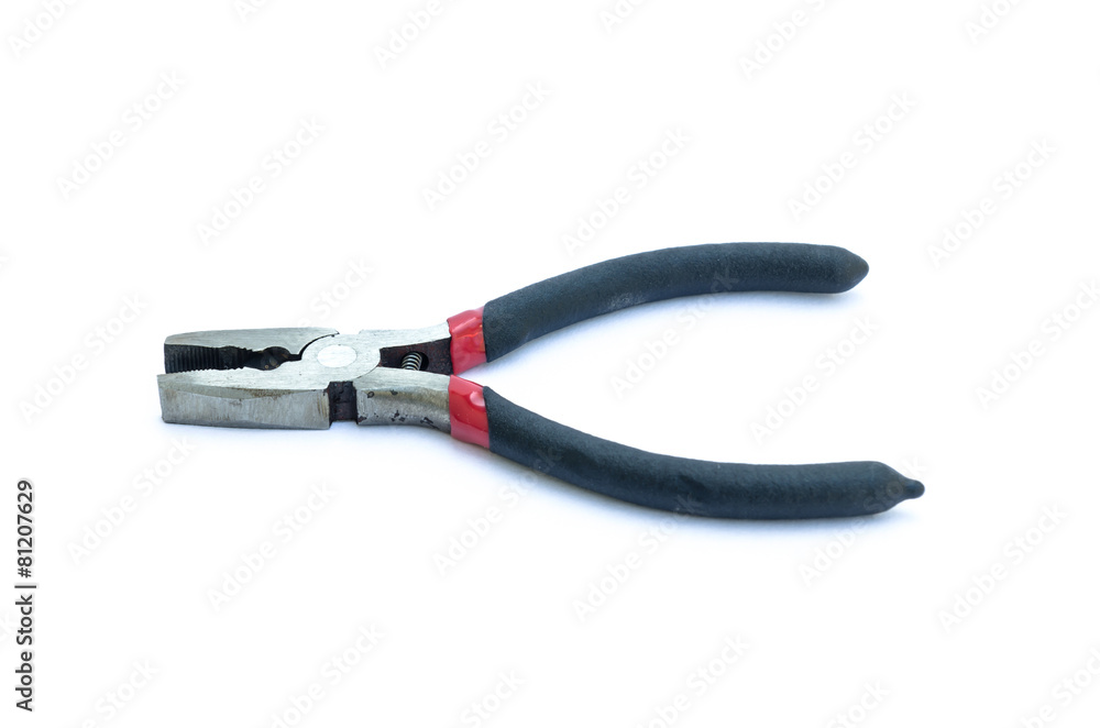Black pliers isolated on white Black pliers isolated on white