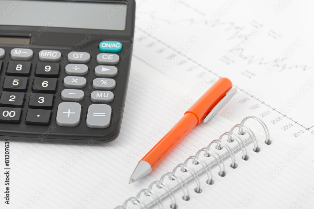 Business concept with calculator, pen and notebook Business concept with calculator, pen and notebook