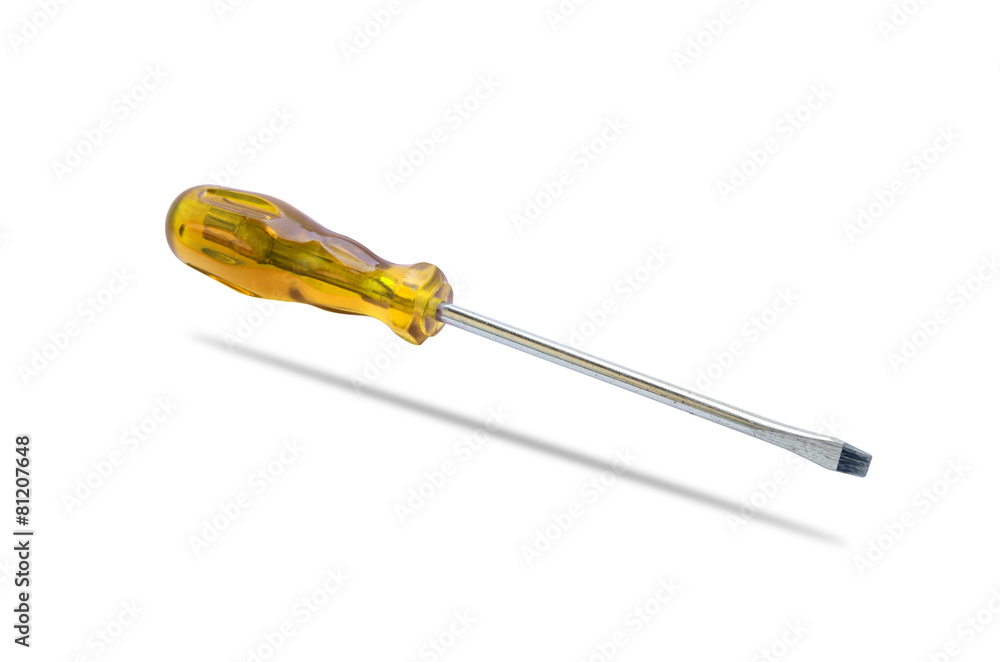 Yellow screwdriver isolated on white Yellow screwdriver isolated on white