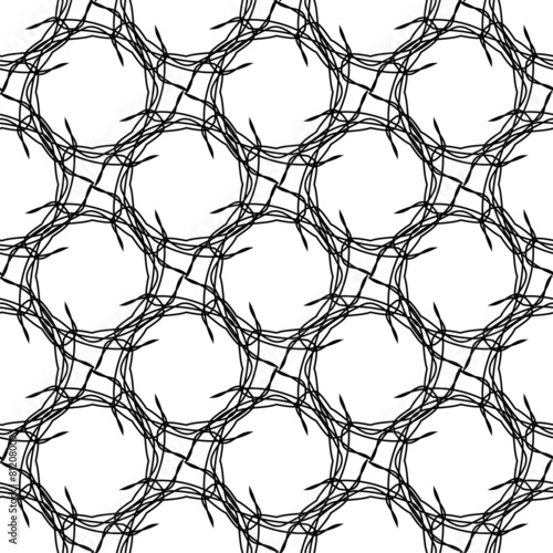 Black and white geometric seamless pattern with tangle line.