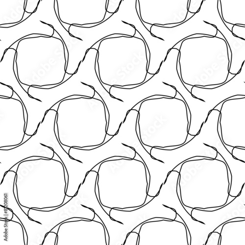 Black and white geometric seamless pattern with tangle line.