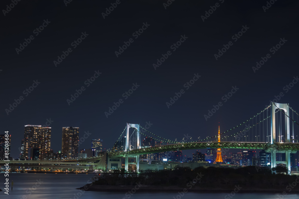 Obraz premium レインボーブリッジとビル群の夜景