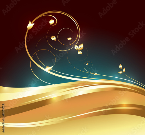 Golden Swirl Flourish Background