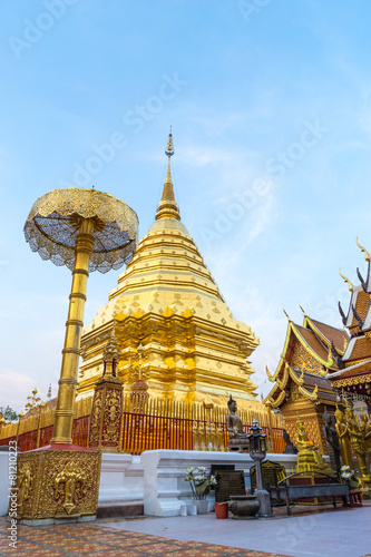 Golden Pagoda in Wat Phra That Doi Suthep is attractive landmark © jeafish