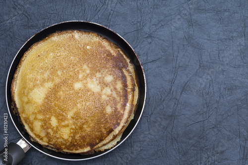 The pancakes in the frying pan