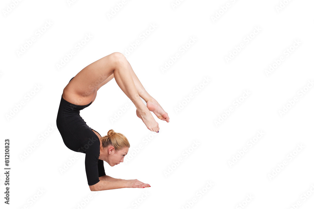 Young woman make exercises