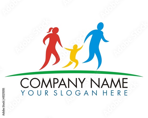 silhouette person people family run logo vector