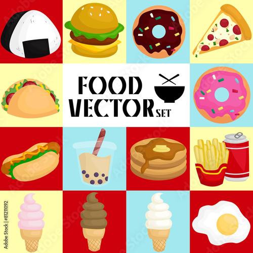 Square Food vector set
