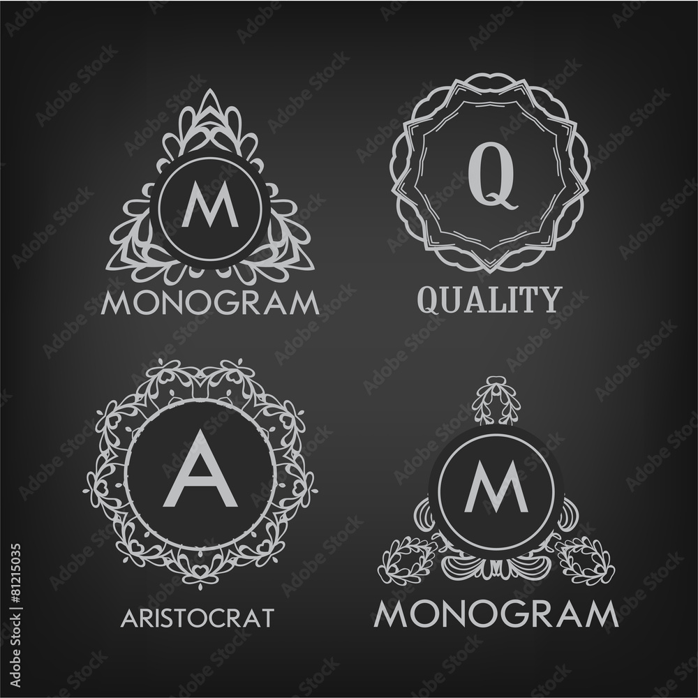 Set of luxury, simple and elegant monogram designs templates Set of luxury, simple and elegant monogram designs templates