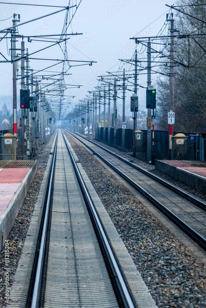 Fototapeta premium Schienen mit Weiche