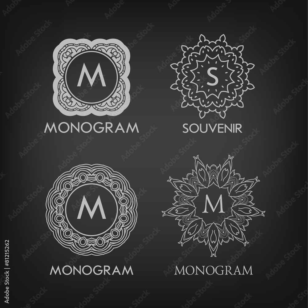 Obraz premium Set of luxury, simple and elegant monogram designs templates