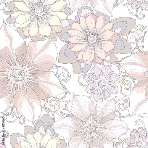 Wallpaper Mural Floral seamless pattern Torontodigital.ca