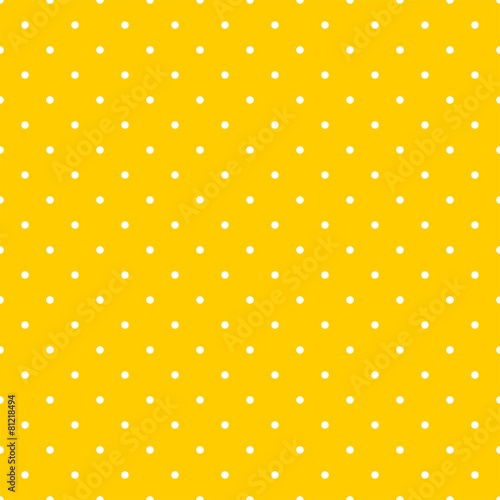 Tile vector pattern with white polka dots on yellow background