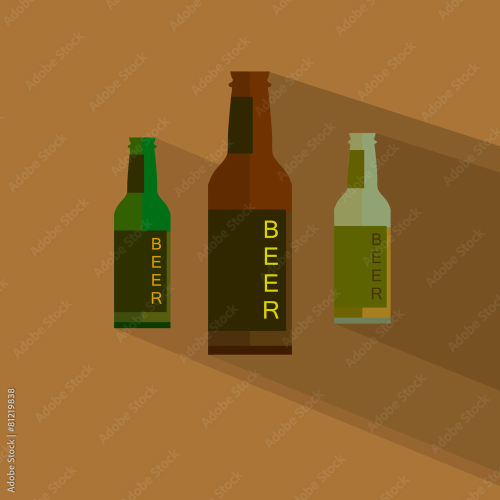 Row of full beer bottles with caps on a shelf, Modern colorful Row of full beer bottles with caps on a shelf, Modern colorful