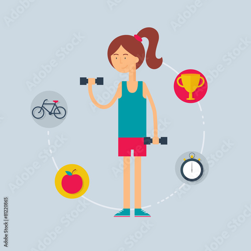 Character - sportswoman, sport concept.