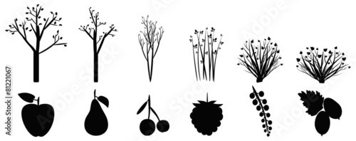 icons of garden trees, shrubs and fruit