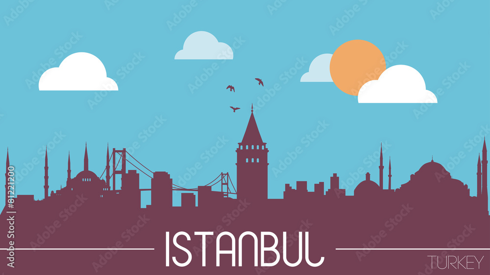 Istanbul Turkey skyline silhouette flat design vector