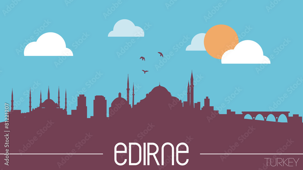 Edirne Turkey skyline silhouette flat design vector