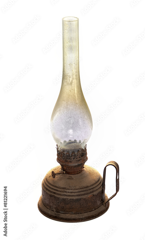 Old kerosene lamp isolated on white background Old kerosene lamp isolated on white background