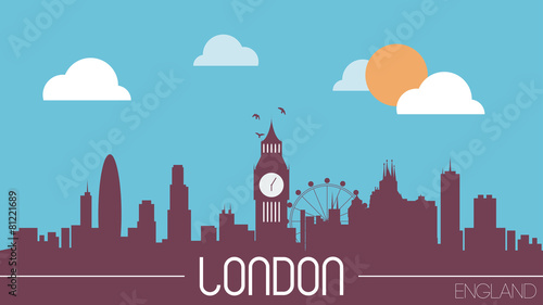 London England skyline silhouette flat design vector