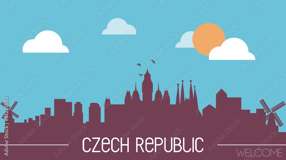 Czech Republic skyline silhouette flat design vector