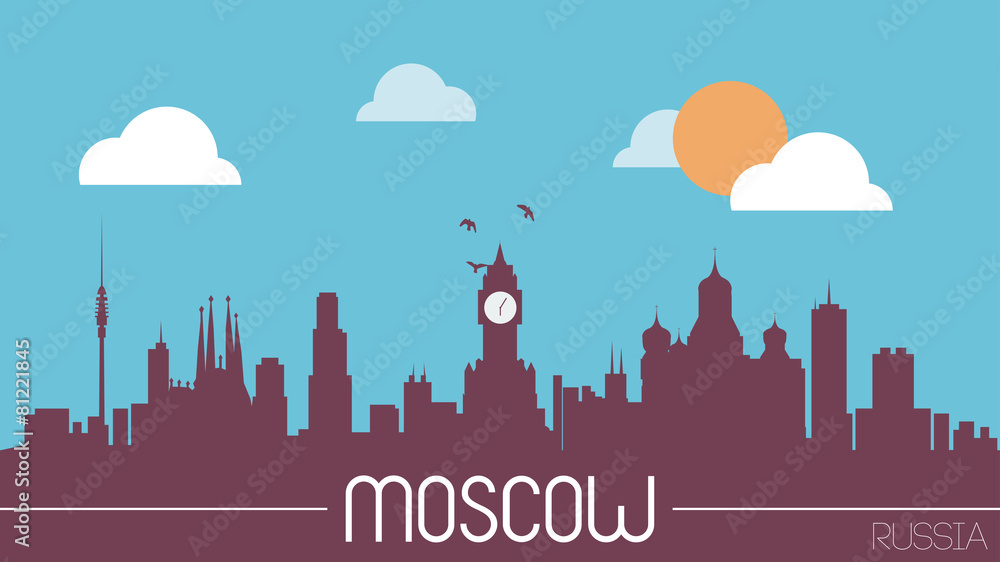 Moscow Russia skyline silhouette flat design vector