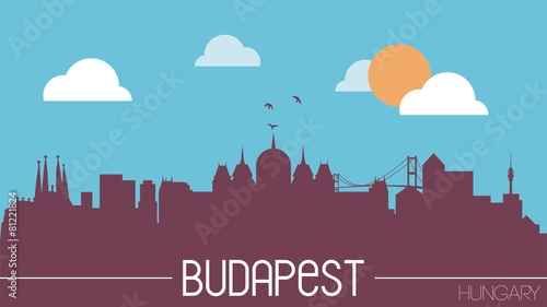 Photography Budapest Hungary skyline silhouette flat design vector