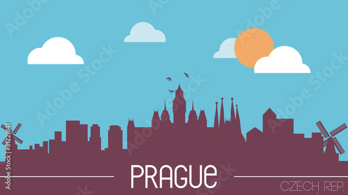 Prague Czech Republic skyline silhouette flat design vector